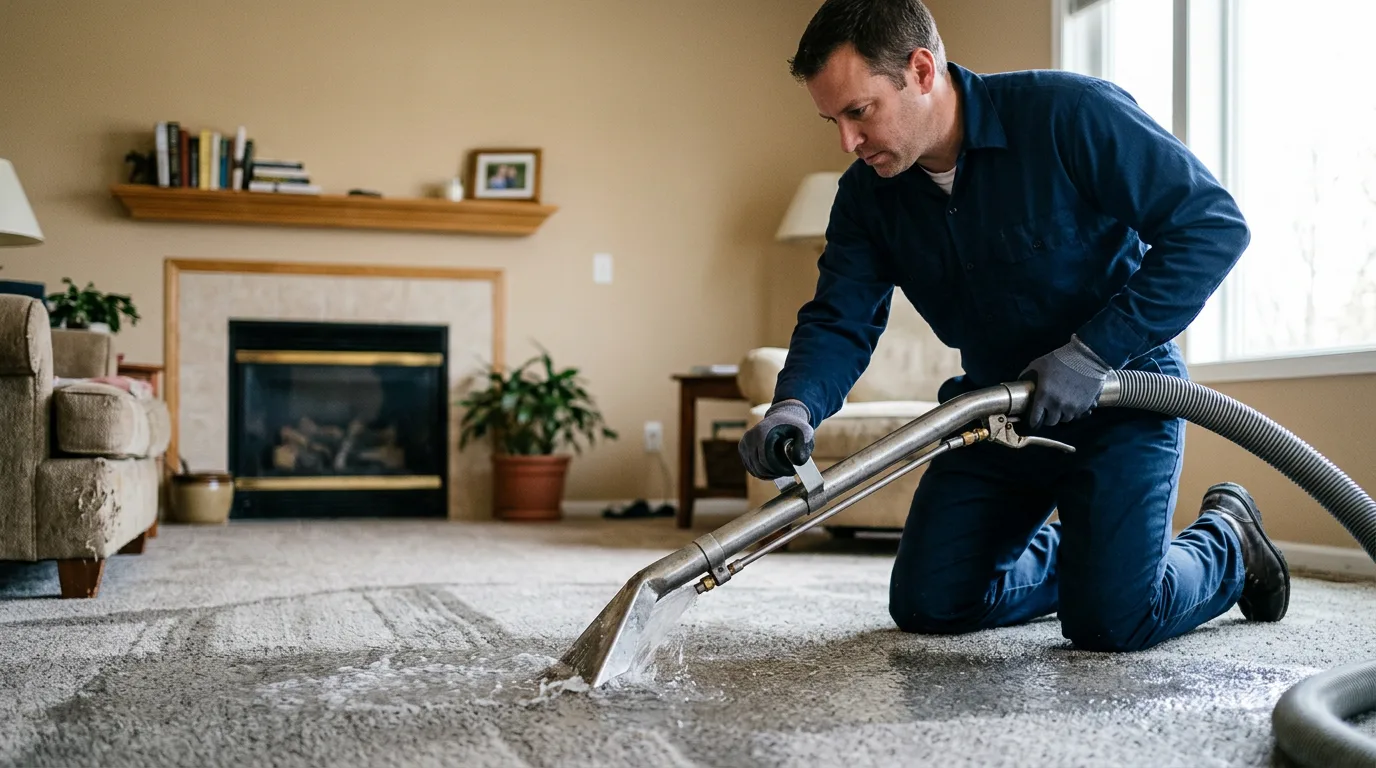 Water damage restoration technician working near Lane, IL